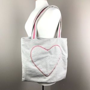Shiraleah Gray Wool Tote w/ Zipper Heart Detailing